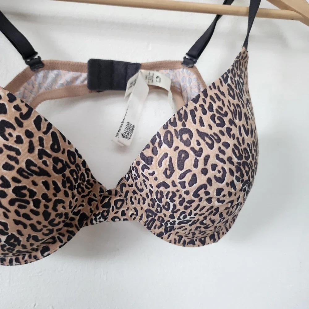 Y2K Victorias Secret PINK Brown Bra Animal Print 38C Underwire Padded